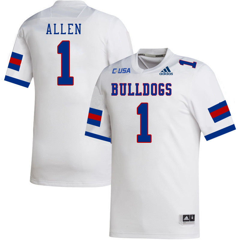 Men-Youth #1 Cyrus Allen Louisiana Tech Bulldogs 2023 College Football Jerseys Stitched Sale-White